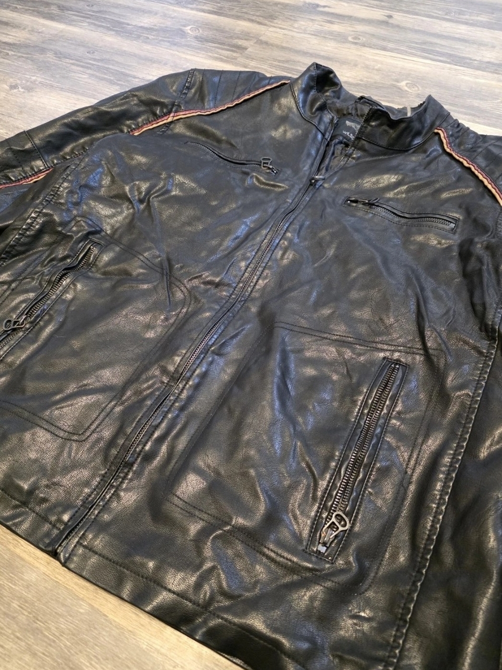 Wilson's Cycle Leather Jacket Black Size XL Motorcycle Biker Full Zip Mens